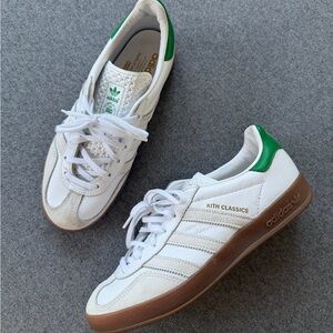 Kith Adidas Gazelle Classic White and Green Trainers
